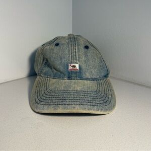 Denim Baseball Cap with Bear Patch - Light Wash Blue